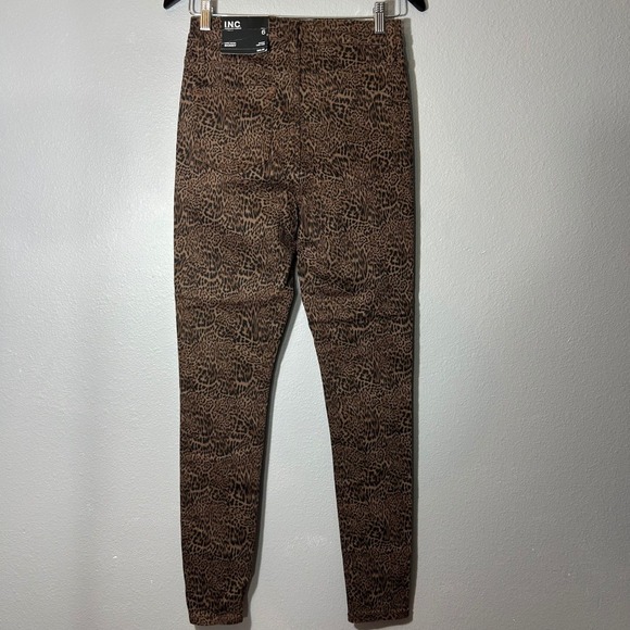 INC Leopard Print Skinny Pants High Rise Core Denim Brown Animal Print Size 6/28 - Picture 4 of 7